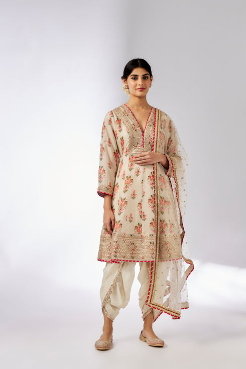 Ekta AG Dhoti Set - Ivory